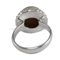 Beautiful Tiger Eye Gemstone com 925 Sterling Silver Vintage Look Ring Jewelry